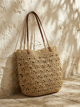 Crochet Woven Fan-Shape Shoulder Tote Bag by LINTICO for women