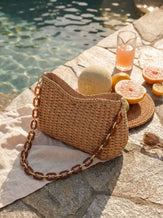 Colorful Woven Straw Shoulder Bag by LINTICO for women