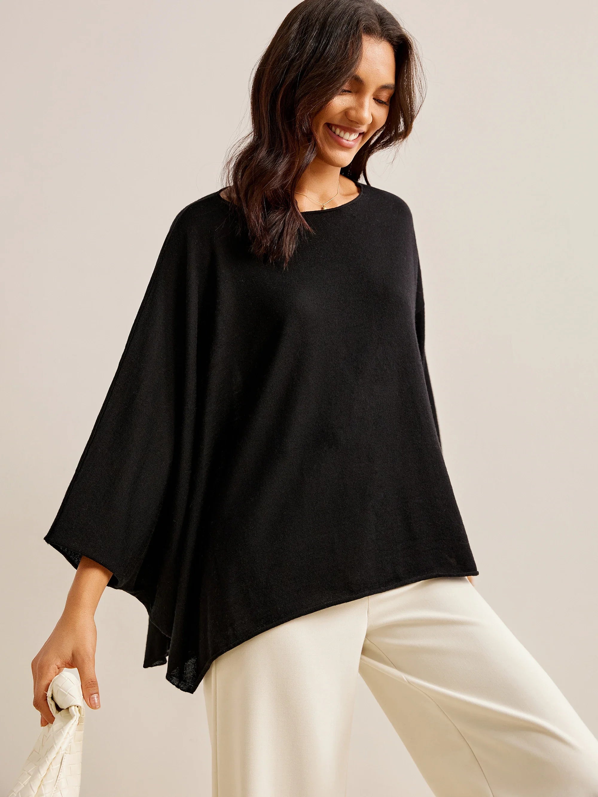 100% Merino Wool Boat Neckline Asymmetric Jumper