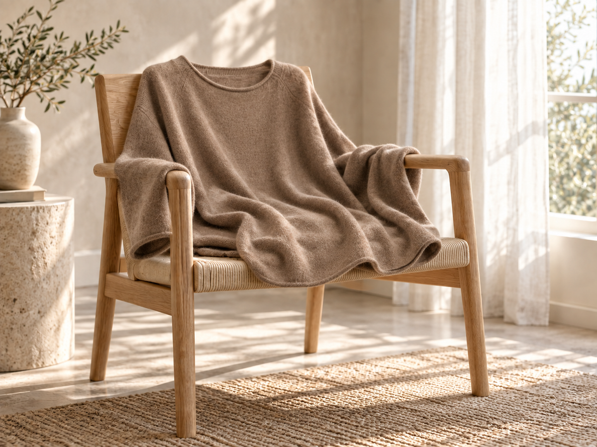 Light pure cashmere layer in soft winter light