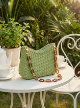 Colorful Woven Straw Shoulder Bag by LINTICO for women