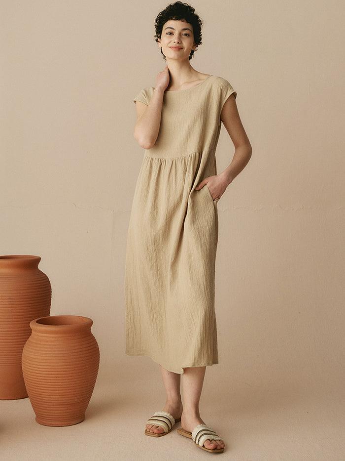 美品　maxi linen dress chieko+ 美品 maxi linen dress chieko+