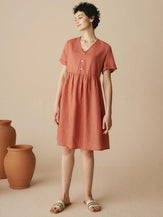 Minirobe Sun’Chaser 100% lin à col V - ROBES-Robes mini en lin