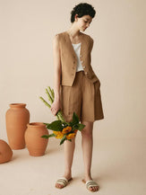 Ensemble gilet en mélange de lin esprit old money - ENSEMBLES-Ensembles en lin