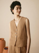 Ensemble gilet en mélange de lin esprit old money - ENSEMBLES-Ensembles en lin
