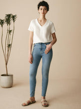 100% Linen Easy Popover V-Neck Boxy Top - TOPS-Linen Blouses