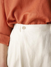 Linen Tailored Cropped Trousers - BOTTOMS-Linen Pants