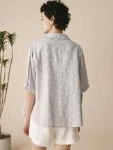 Linen Polka Dots Oversized Shirt - TOPS-Linen Button Down Shirts