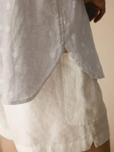 Linen Polka Dots Oversized Shirt - TOPS-Linen Button Down Shirts