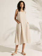 100% Linen Swing Beach Tank Dress GIANA - Natural Melange / XS - DRESSES-Linen Midi