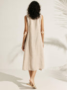 100% Linen Swing Beach Tank Dress GIANA - DRESSES-Linen Midi