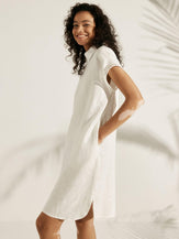 Minirobe 100% lin à col montant ajouré - ROBES-Robes midi en lin