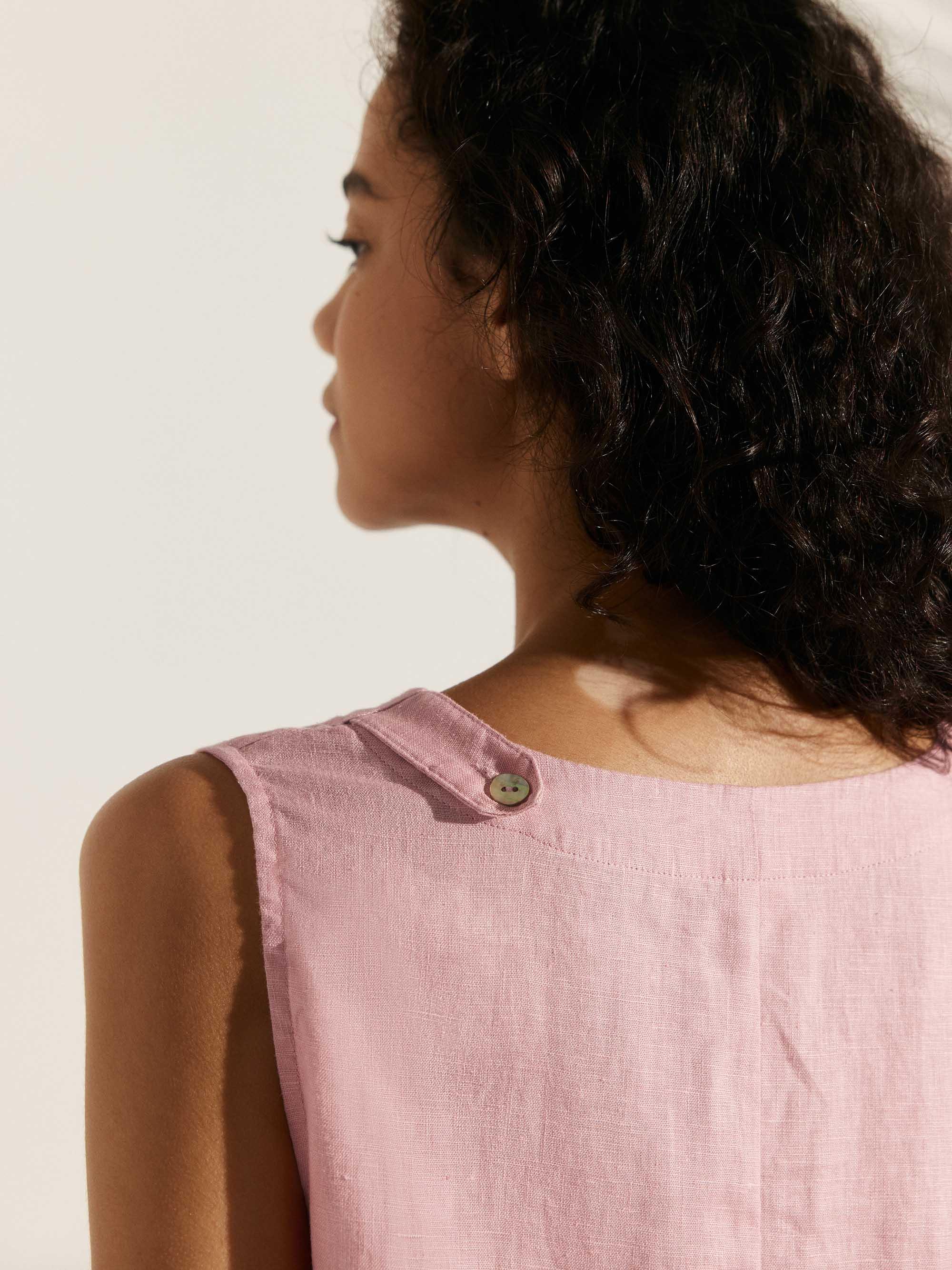 100% Linen Lightweight Sleeveless Dress SIENNA - DRESSES-Linen Midi