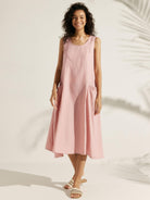 100% Linen Swing Beach Tank Dress GIANA - Rosa / XS - DRESSES-Linen Midi