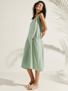 100% Linen Swing Beach Tank Dress GIANA - DRESSES-Linen Midi