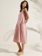 100% Linen Swing Beach Tank Dress GIANA - DRESSES-Linen Midi