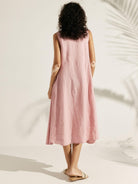 100% Linen Swing Beach Tank Dress GIANA - DRESSES-Linen Midi