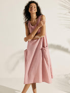 100% Linen Swing Beach Tank Dress GIANA - DRESSES-Linen Midi