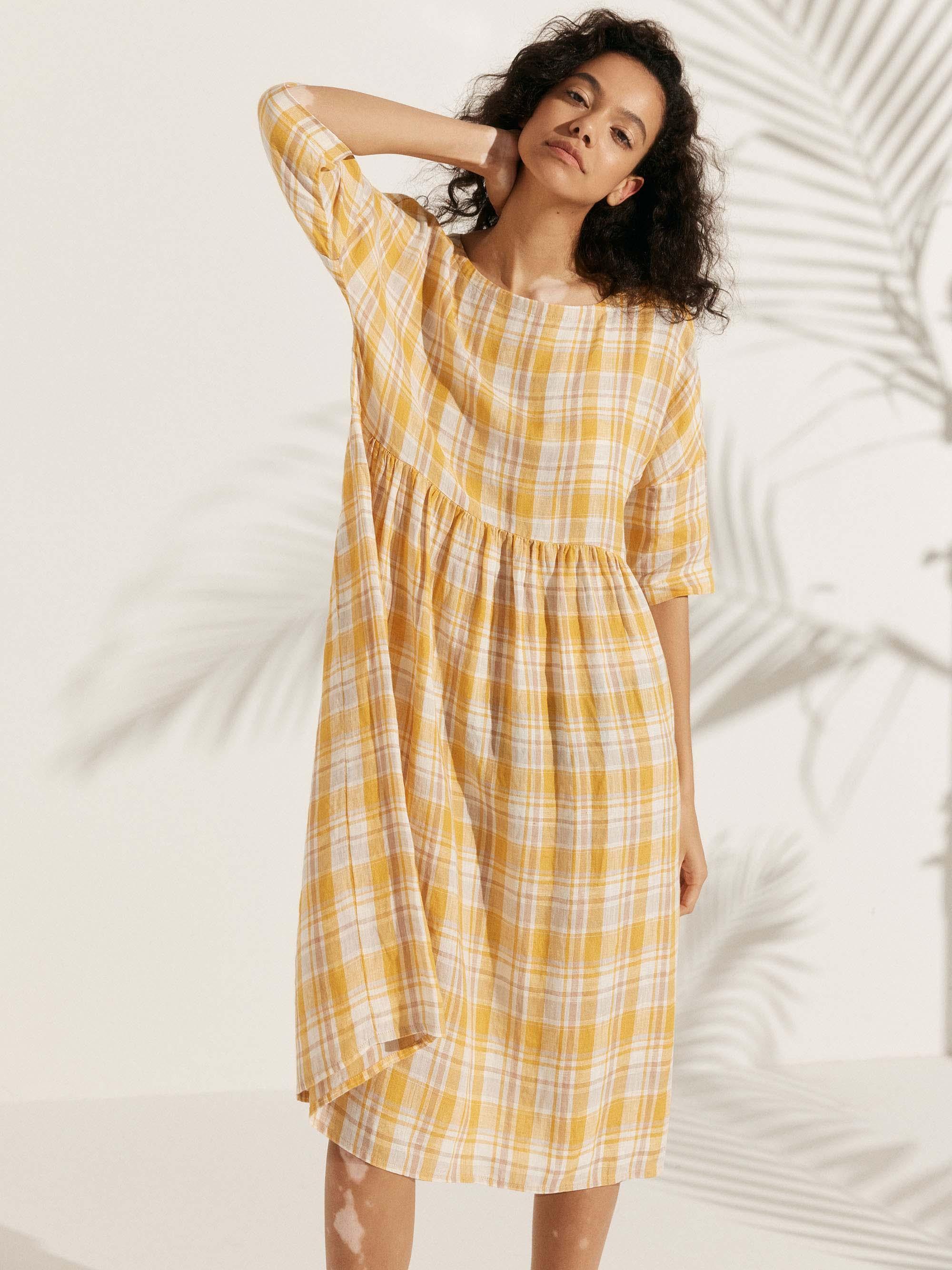 toast linen gingham dress Gingham Toast Dresses Dresses For Women Nell Midi Dress