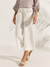 Pantaloni pull-on 100% lino a gamba ampia - BOTTOM-Lino