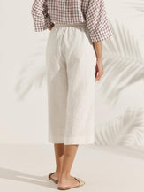 Pantaloni pull-on 100% lino a gamba ampia - BOTTOM-Lino