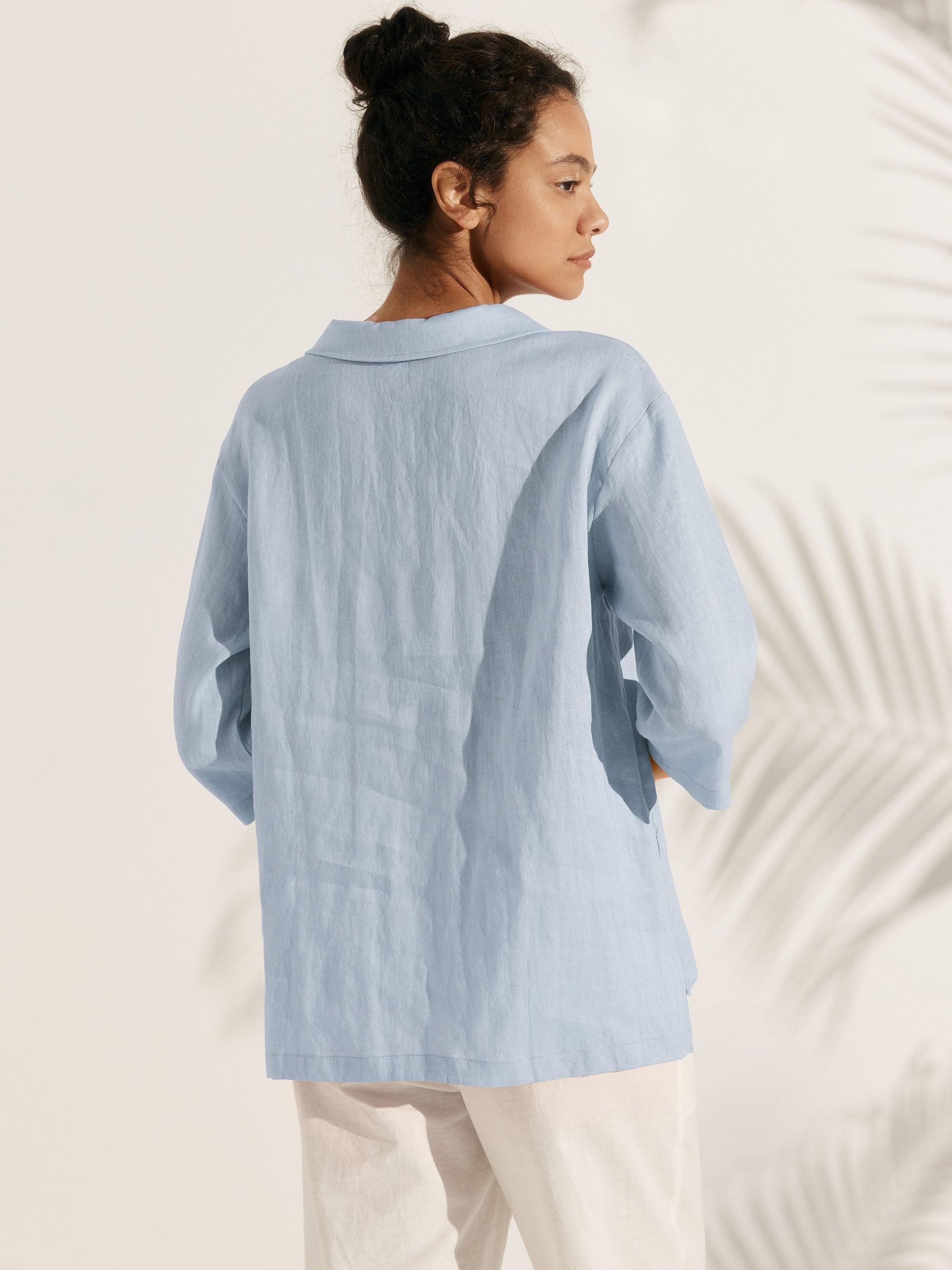 Women's Long Linen Vest, Heavy-weight Linen Clothes | Shantima