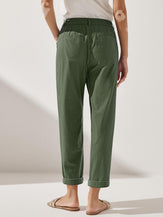 Linen Simple Checked Button Fly Trousers - BOTTOMS-Linen Pants