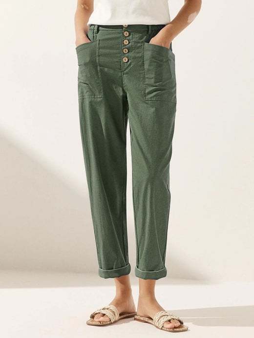 Linen Simple Button Fly Trousers HEIDI