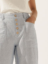 Linen Simple Button Fly Trousers HEIDI - BOTTOMS-Linen Pants
