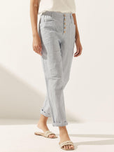 Linen Simple Button Fly Trousers HEIDI - BOTTOMS-Linen Pants