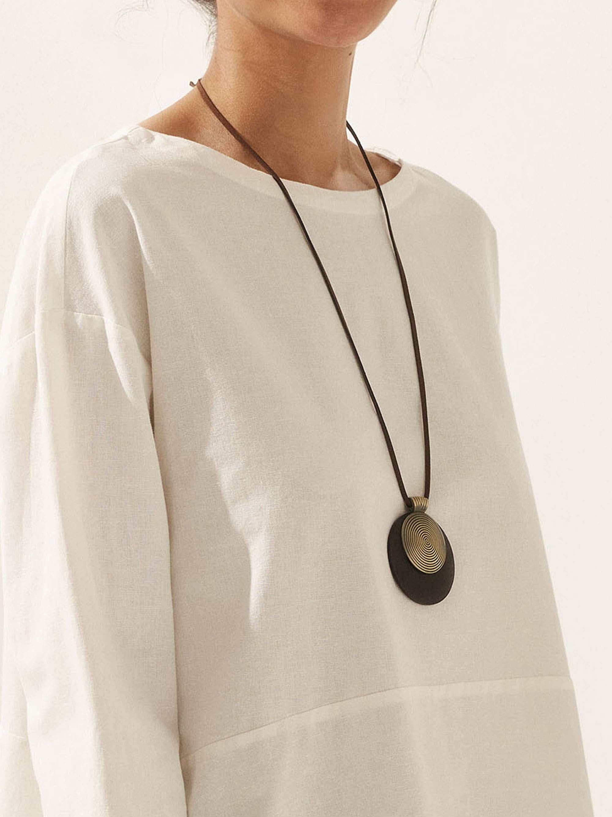 Vintage Wooden Rings Long Necklace - ACCESSORIES-Jewelry