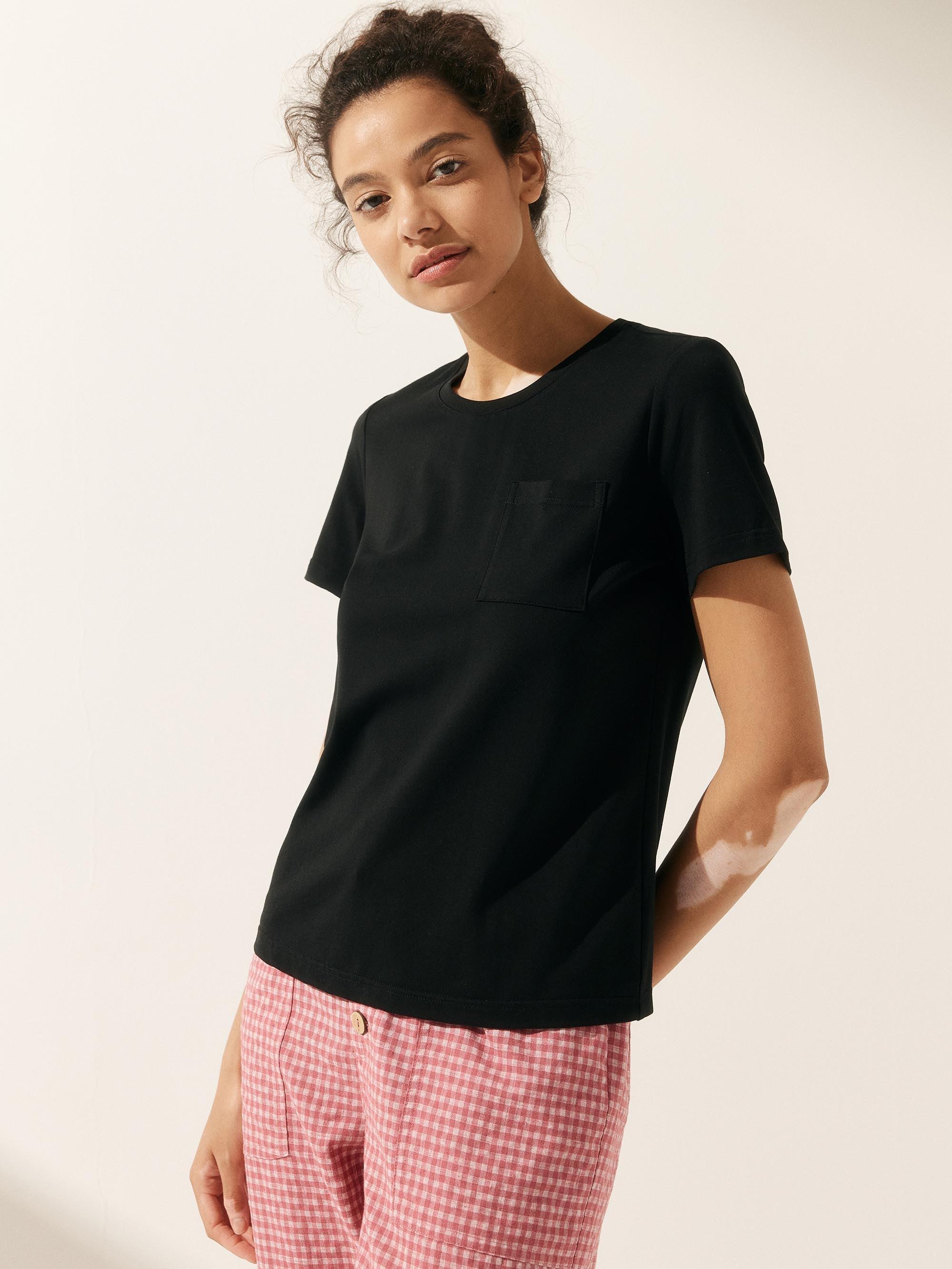 Stretch-Knit Bamboo Classic Basic Tee BELLE - TOPS-Bamboo Tees