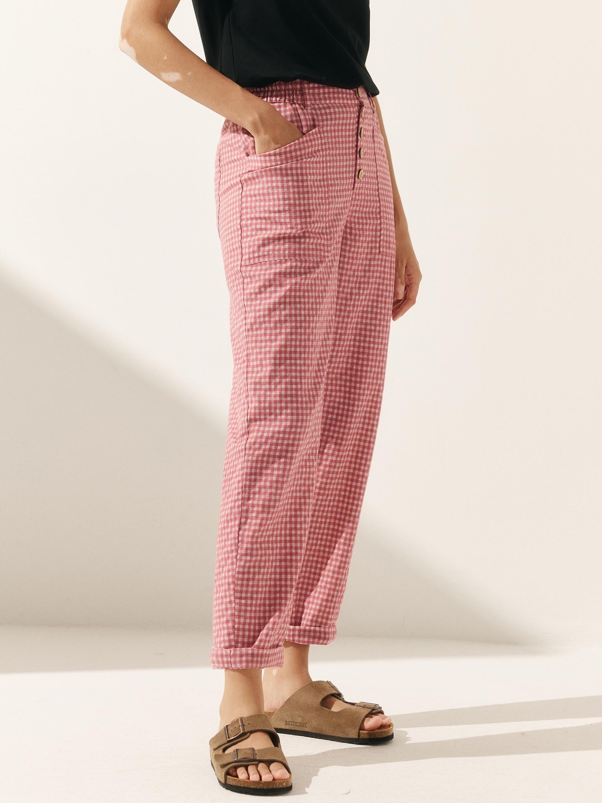 Linen Simple Button Fly Trousers HEIDI - BOTTOMS-Linen Pants