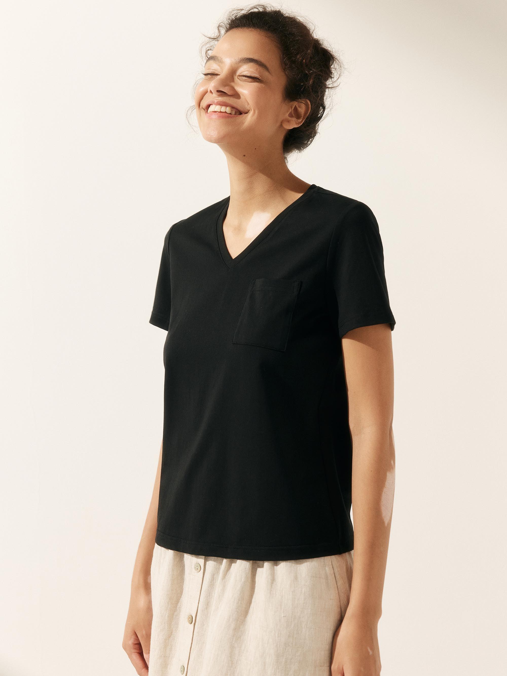 Stretch-Knit Bamboo Classic Basic Tee BELLE - TOPS-Bamboo Tees