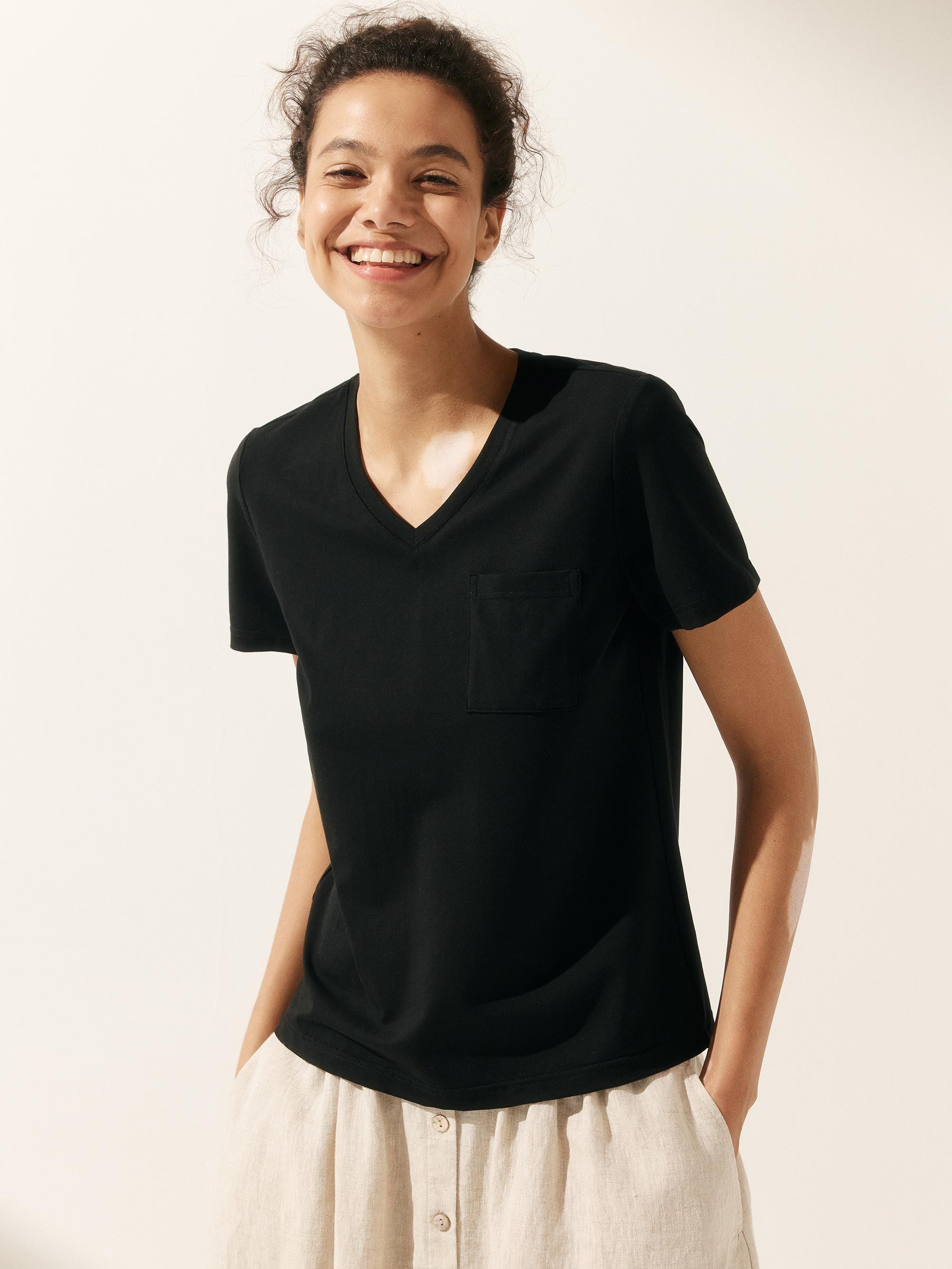 Stretch-Knit Bamboo Classic Basic Tee BELLE - TOPS-Bamboo Tees