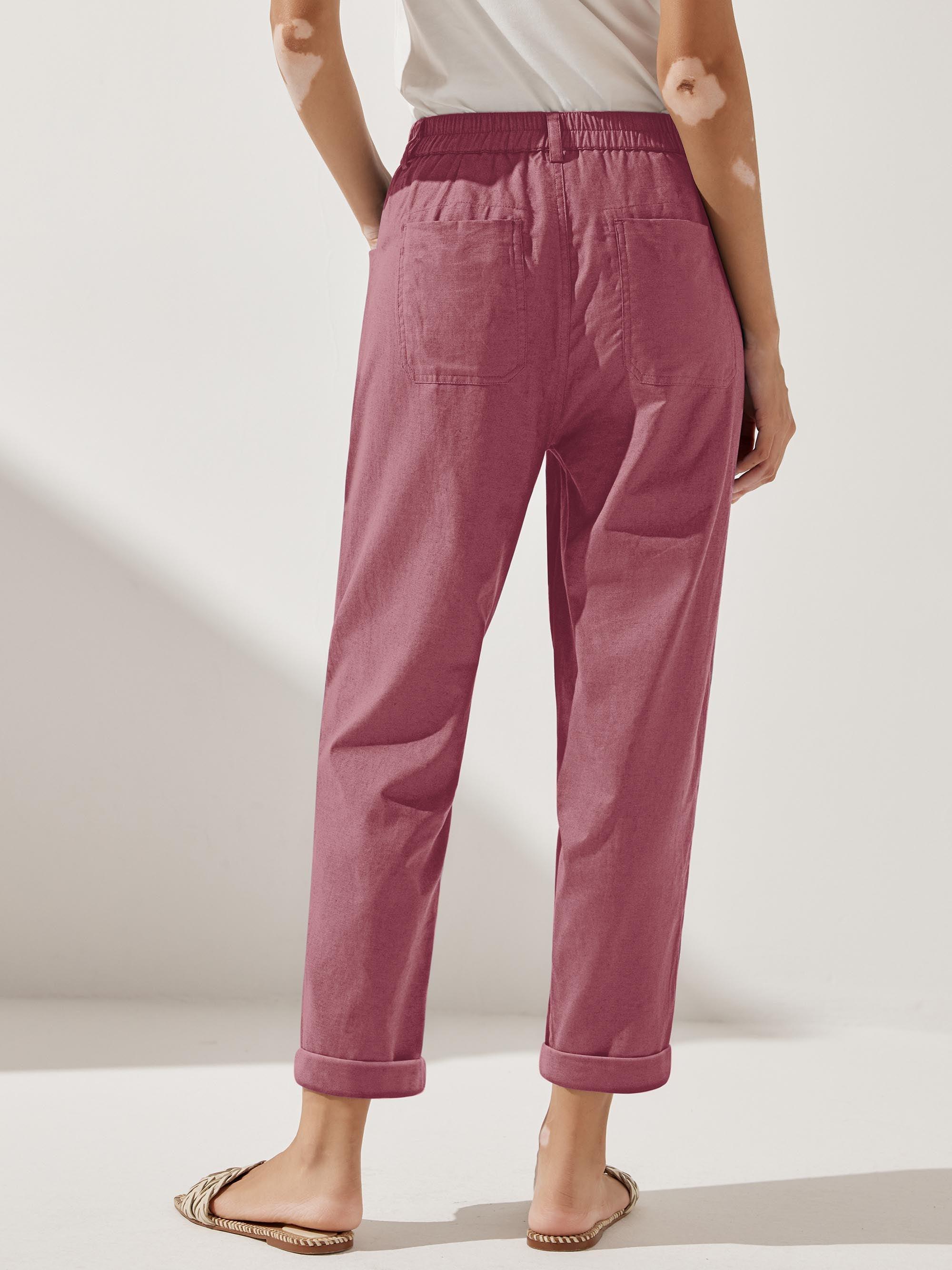 Linen Simple Button Fly Trousers HEIDI - BOTTOMS-Linen Pants