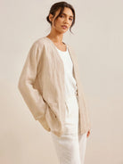 100% Linen Kimono Blazer GREER - TOPS-Linen Jackets