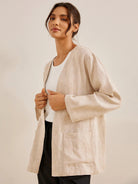 100% Linen Kimono Blazer GREER - TOPS-Linen Jackets