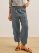 100% Linen Crop Pants RORY - Neutral Grey / XS - BOTTOMS-Linen