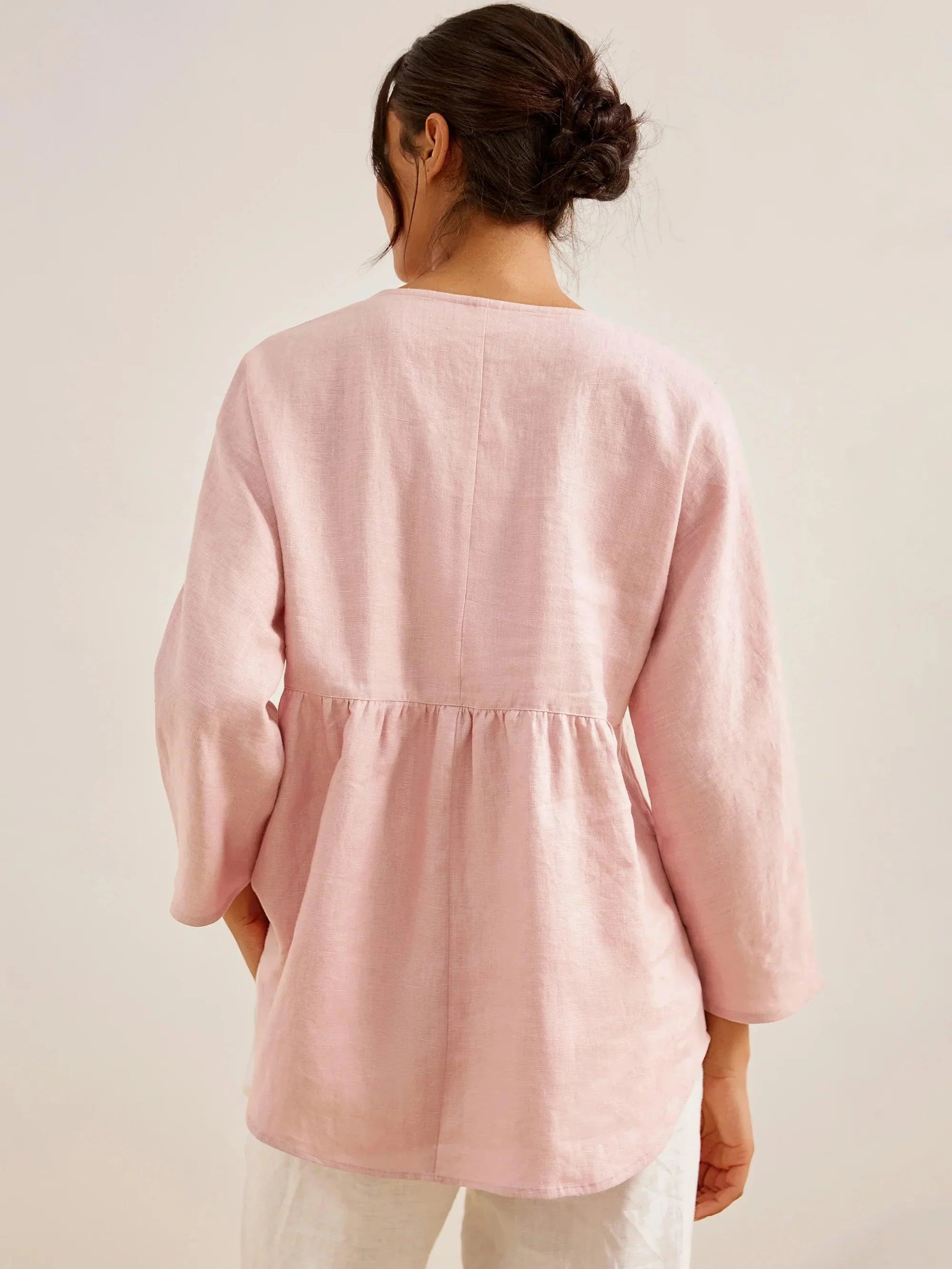 SITKA Linen Long-Sleeved Top - TOPS-Linen Blouses