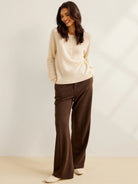 100% Mongolian Lightweight Cashmere Henley Sweater Annelise