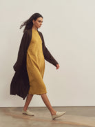 Merino Wool Ribbed Long Cardigan With Pockets