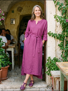 100% Linen Side Tie Cocoon Maxi Dress SOLENE by LINTICO