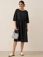 100% Linen A-Line Midi Dress VALENCIA by LINTICO for women