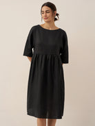 100% Linen A-Line Midi Dress VALENCIA by LINTICO for women