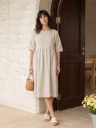 100% Linen A-Line Midi Dress VALENCIA by LINTICO for women
