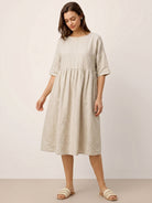 100% Linen A-Line Midi Dress VALENCIA by LINTICO for women