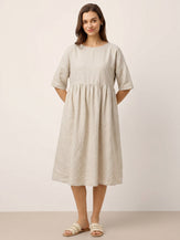 100% Linen A-Line Midi Dress VALENCIA by LINTICO for women