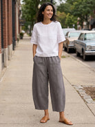 Pantalon cheville femme ZOE 100% lin, coupe classique, de LINTICO