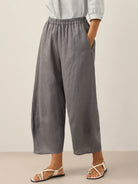 Pantalon cheville femme ZOE 100% lin, coupe classique, de LINTICO